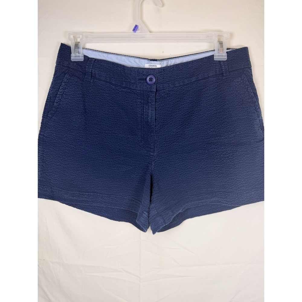 Crown & Ivy Women's Caroline Navy Textured Shorts Size 14P Petite Casual Preppy